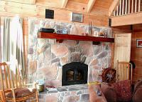 Majestic river rock fireplace